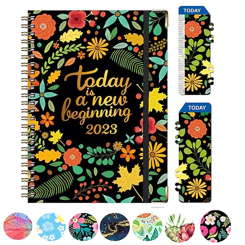

2023 Planner Diary Week to View from Jan to Dec 2023 Daily Planne with Monthly Tabs Hardcover Inner Pocket Christmas Gfit Happy New Year Gift