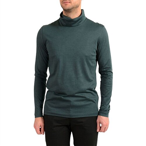 

Men's T shirt Tee Solid Color Turtleneck Green Black Coffee Gray White Street Sports Long Sleeve Clothing Apparel Basic Designer Casual Comfortable