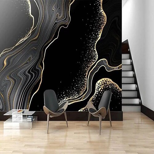 

Abstract Marble Wallpaper Mural Black Gold Marble Wall Covering Sticker Peel and Stick Removable PVC/Vinyl Material Self Adhesive/Adhesive Required Wall Decor for Living Room Kitchen Bathroom