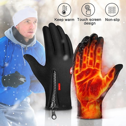 

Winter Gloves Touch Screen Warm Gloves Cold Weather Windproof Cycling Driving Riding Bike Telefingers Thermal Gloves Non-Slip Silicone Gel Adjustable Full Finger Mittens