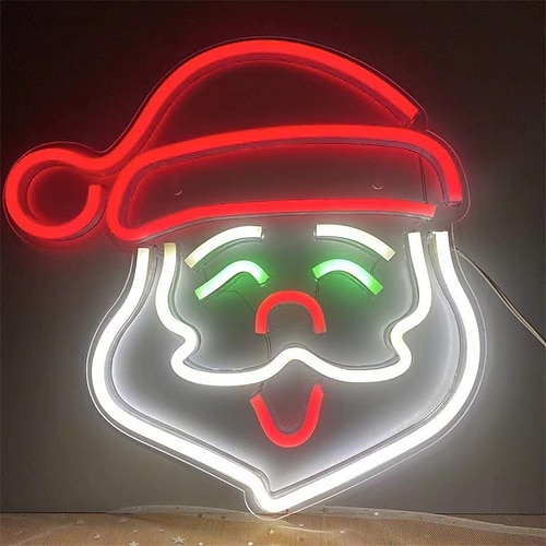 

Santa Claus Neon Light LED Sign Lamp Christmas Decoration Night Lights for Festival Party Room Shop Children Gift USB Plug
