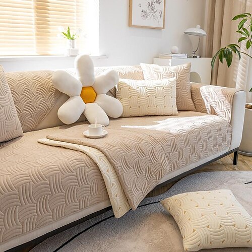 

Seat Cushion Cover Solid Color Jacquard Polyester Slipcovers