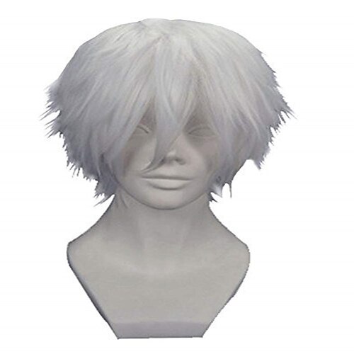 

Short Wig for Men Silver Men's Wig for Cosplay Short White Wig for Halloween Boy Christmas Event Costume Party