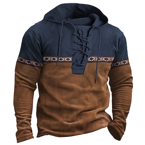 

Herren Hoodie Sweatshirt Kapuze Zur Seite fahren Braun Mit Kapuze Farbblock Grafik-Drucke mit Schnürung Bedruckt Casual Täglich Sport 3D-Druck Basic Strassenmode Designer Frühling Herbst Bekleidung