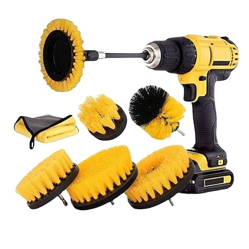 

8Pack Drill Brush Power Scrubber Cleaning Brush Extended Long Attachment Set All Purpose Drill Scrub Brushes Kit for Grout Floor Tub Shower Tile Bathroom and Kitchen Surface