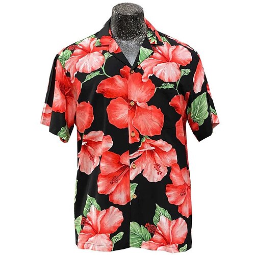 

Men's Shirt Aloha Shirt Floral Graphic Prints Turndown Wine Blue Yellow Red Beige 3D Print Outdoor Street Short Sleeve Button-Down Print Clothing Apparel Tropical Fashion Hawaiian Soft