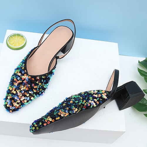 

Mujer Sandalias Sandalias brillantes Fiesta Diario Verano Tacón Cuadrado Dedo Puntiagudo Elegante Dulce Cuero Malla Mocasín Bloque de color Negro