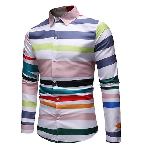 

Men's Shirt Striped Graphic Prints Turndown Pink 3D Print Outdoor Street Long Sleeve Button-Down Print Clothing Apparel Fashion Designer Casual Soft