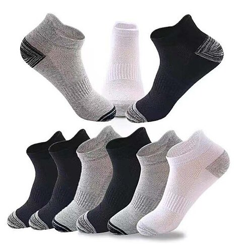 

Men's 6 Pairs Socks Ankle Socks Running Socks Fashion Comfort Cotton Solid Colored Medium Spring, Fall, Winter, Summer Multi color Black Gray