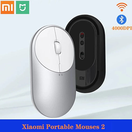 

Xiaomi Mi Portable Mouse 2 Wireless Mouse With BT 4.2 Dual-Mode 4000DPI 2.4GHz Laptop Mouse Metal Mice for Windows Andriod Laptop PC Computer Mac Office/Home Use