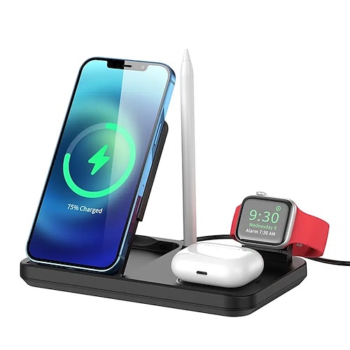 

Wireless Charger 4 in 1 Fast Wireless Charging Station for iPhone 14 13 12 11/ Pro/XS/XR/X/SE/8/8 Plus 15W Fast Charging Dock Stand Compatible with iWatch S7/S6/5/4/3/2/AirPods 1/2/Pro&Apple Pencil 1