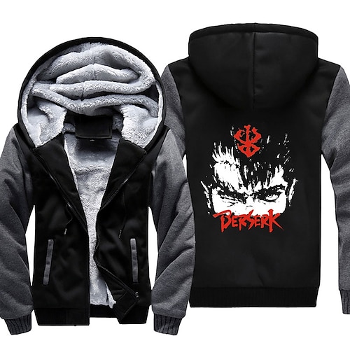 

Inspired by Berserk Guts Hoodie Outerwear Sherpa Jacket Anime Graphic Outerwear For Men's Women's Unisex Adults' Hot Stamping 100% Polyester Casual Daily