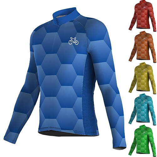 

Men's Cycling Jersey Long Sleeve Bike Jersey Top with 3 Rear Pockets Mountain Bike MTB Road Bike Cycling Breathable Quick Dry Moisture Wicking Reflective Strips Green Yellow Sky Blue Spandex Sports