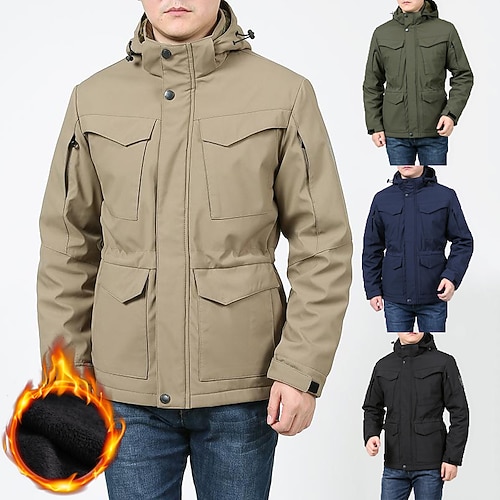 

Men's Padded Hiking jacket Military Tactical Jacket Hiking Fleece Jacket Winter Outdoor Thermal Warm Windproof Fleece Lining Breathable Outerwear Trench Coat Top Hunting Ski / Snowboard Fishing