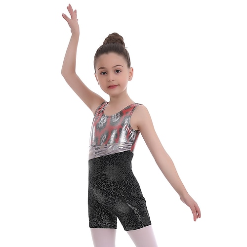 

Kids' Dancewear Ballet Leotard / Onesie Printing Splicing Girls' Performance Training Sleeveless High Polyester