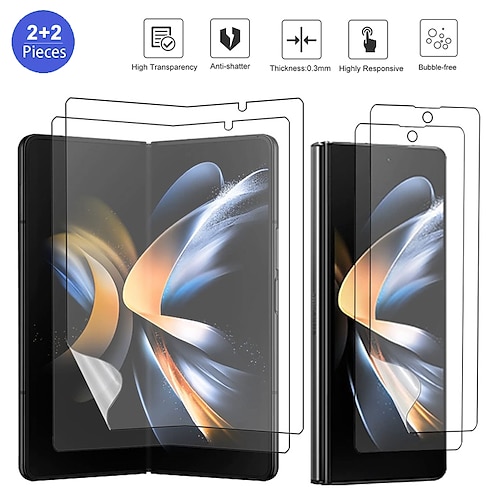 

2 Sets 4PCS Screen Protector Compatible with Samsung Galaxy Z Fold 4 5G 2022 2 PCS Outside and 2 PCS Inside Screen Soft TPU Premium Quality Bubble Free Sensitive Touch Ultra-Thin Screen Protector