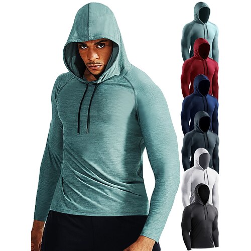 

Men's Workout Shirt Running Shirt Long Sleeve Top Athletic Athleisure Winter Breathable Quick Dry Soft Running Jogging Training Sportswear Activewear Solid Colored Light Green Dark Green GrayWhite