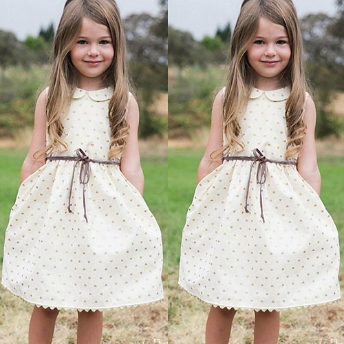 

Kids Girls' Dress Polka Dot A Line Dress Above Knee Dress Outdoor Crew Neck Long Sleeve Fashion Dress 3-7 Years Spring Purple Yellow White