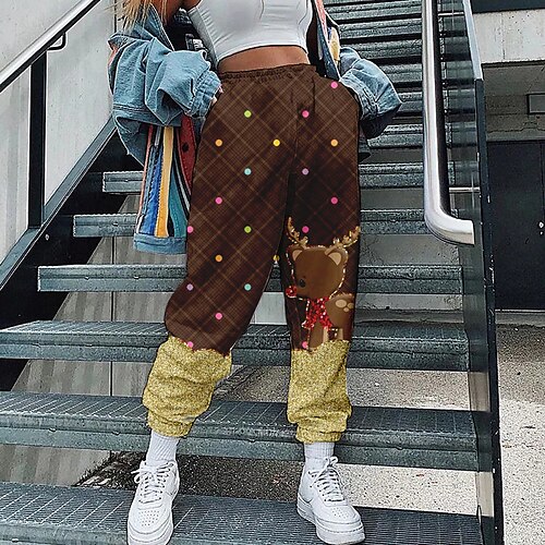 

Reindeer Pants Masquerade Women's Christmas Christmas Carnival Masquerade Adults' Christmas Vacation Polyester Pants