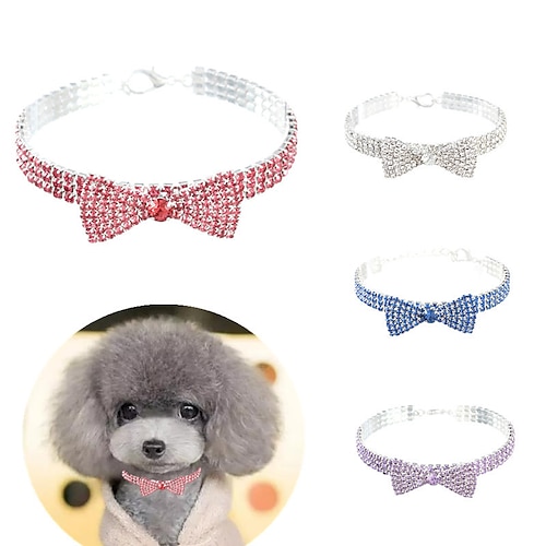 

2 pièces collier de chien et perle chien collier ensemble réglable tour de cou bling plein de diamants cristal mignon perle collier de chien pour les petites filles chats chiot complice pour mariage