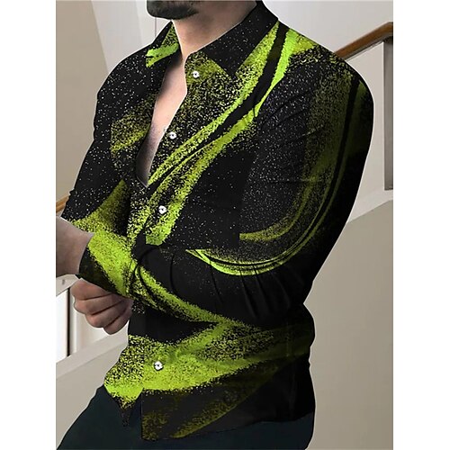 

Per uomo Camicia Gradiente Stampe astratte Collo ripiegabile Verde Blu Viola Giallo Stampa 3D Esterno Strada Manica lunga Bottone giù Stampa Abbigliamento Di tendenza Originale Informale Morbido