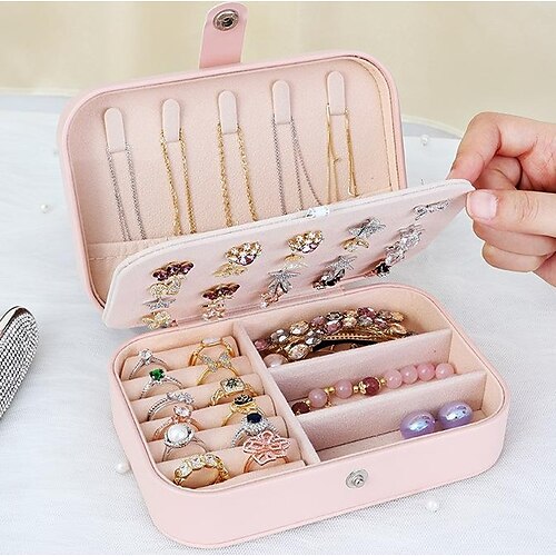 

Jewelry Box Organizer For Women's Daily Travel PU Leather