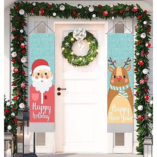 

Christmas Woven Tapestry Santa Snowman Snowflake Alphabet Series Printed Home Tapestry Tassel 32.5x130cm(13x52inch)