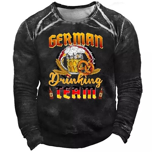 

Men's Sweatshirt Pullover Black Crew Neck Graphic Prints Beer Print Daily Sports Holiday 3D Print Basic Streetwear Designer Spring Fall Clothing Apparel Hoodies Sweatshirts