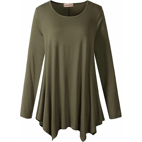 

Womens Long Sleeve Flattering Comfy Tunic Loose Fit Flowy Top