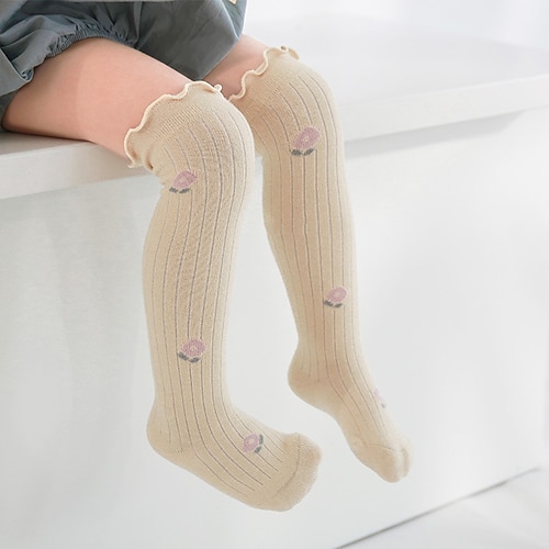 

Toddler Unisex 3 Pairs Stockings Pink Yellow Khaki Solid Color Print Winter Fall Sweet Home 1-4 Years