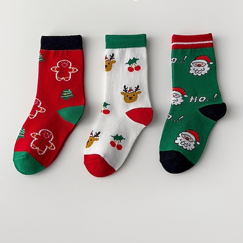 

Kids Unisex Christmas Socks Red Navy Blue Print Jacquard Print Winter Fall Cute