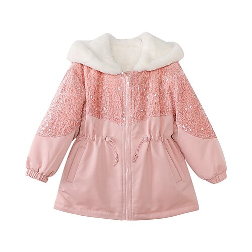 

Kids Girls' Parka Solid Color Active Outdoor Coat Outerwear 7-13 Years Winter Pink