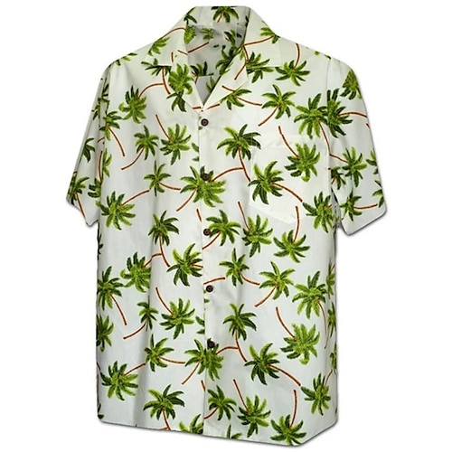 

Men's Shirt Aloha Shirt Floral Coconut Tree Graphic Prints Turndown Green Purple Orange 3D Print Outdoor Street Short Sleeve Button-Down Print Clothing Apparel Tropical Fashion Hawaiian