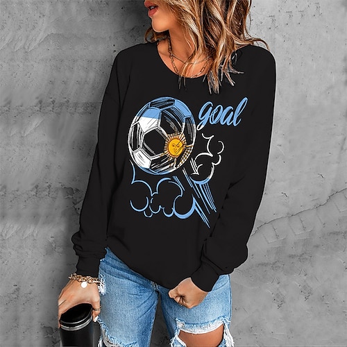 

Women's Sweatshirt Pullover Streetwear Black Blue Red Graphic Christmas Round Neck Long Sleeve S M L XL 2XL 3XL