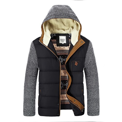 

Men's Coat Parka Outdoor Casual Date Casual Daily Office & Career Patchwork Outerwear Clothing Apparel Black Blue