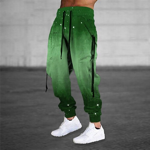 

Men's Sweatpants Joggers Trousers Drawstring Elastic Waist 3D Print Graphic Prints Comfort Sports Outdoor Casual Daily Cotton Blend Streetwear Designer Green Blue Micro-elastic