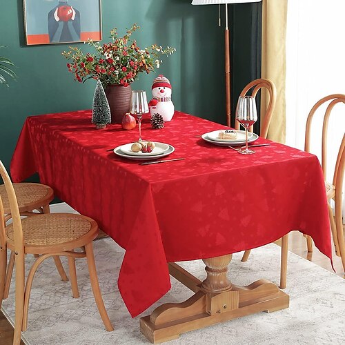 

amazon christmas red pattern rectangular tablecloth thermal insulation non-slip pu leather material waterproof and oil-proof can be washed