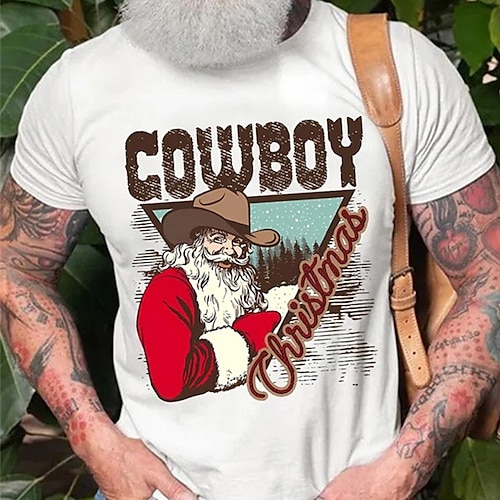 

Men's T shirt Tee Christmas t shirts Santa Claus Graphic Prints Crew Neck Black Light gray Navy Blue Light Blue White Hot Stamping Christmas Street Short Sleeve Print Clothing Apparel Fashion