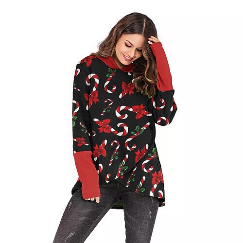 

Christmas Candy Cane Masquerade Hoodie Women's Christmas Christmas Carnival Masquerade Adults' Christmas Vacation Polyester Top