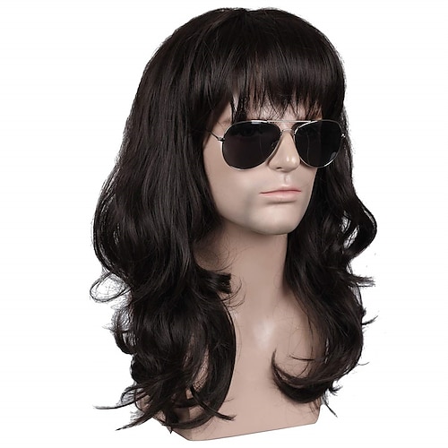 

Long Wavy Natural Brown 80s 70s Wig for Men Party Wigs