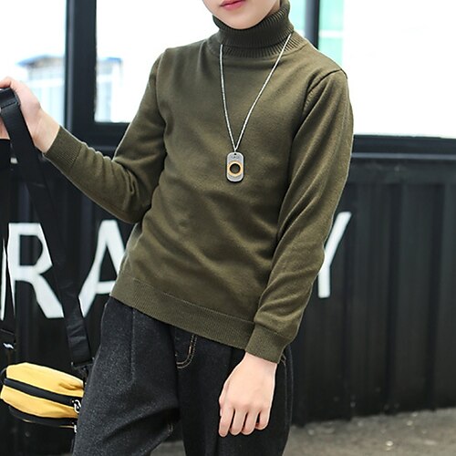 

Toddler Boys Turtleneck Sweater Solid Color Long Sleeve Casual Adorable Green Winter Clothes 7-13 Years / Fall