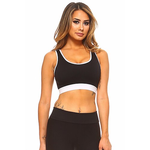 

21Grams Women's Sports Bra High Support Solid Color Black Purple Yoga Fitness Gym Workout Bra Top Sport Activewear Breathable Quick Dry Comfortable Micro-elastic Slim