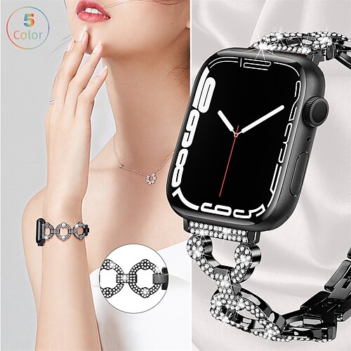 

1PC Smart Watch Band Compatible with Apple iWatch 38/40/41mm 42/44/45/49mm Ultra Series 8 7 6 5 4 3 2 1 SE Metal Band for iWatch Smartwatch Strap Wristband Alloy Adjustable Breathable Quick Release