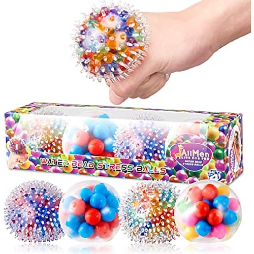 

Water Bead DNA Stress Relief Balls for Kids and Adults Squeeze Squishy Ball Fidget Toy Alleviate Anxiety Tension and Improve Focus ADHD Sensory Toys Gift (Set of 4)