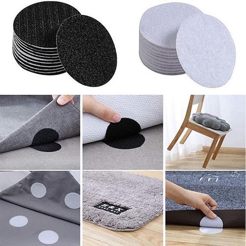 

5pcs Rug Gripper Hook and Loop Anti Slip Grippers Non Slip Mat Anti Skid Stickers for Livingroom Bedroom Floors Carpets Area Rugs Kitchen Rug