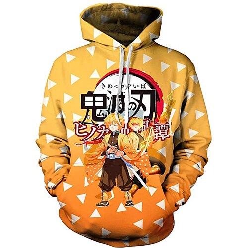 

Inspired by Demon Slayer Agatsuma Zenitsu Hashibira Inosuke Kamado Tanjirou Hoodie Cartoon Manga Anime Front Pocket Graphic Hoodie For Men's Women's Unisex Adults' 3D Print 100% Polyester Casual Daily