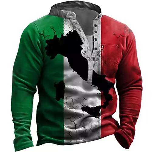 

Men's Sweatshirt Pullover Green / Red Standing Collar Color Block Graphic Prints Crack Zipper Print Daily Sports Holiday 3D Print Basic Streetwear Designer Spring Fall Clothing Apparel Hoodies