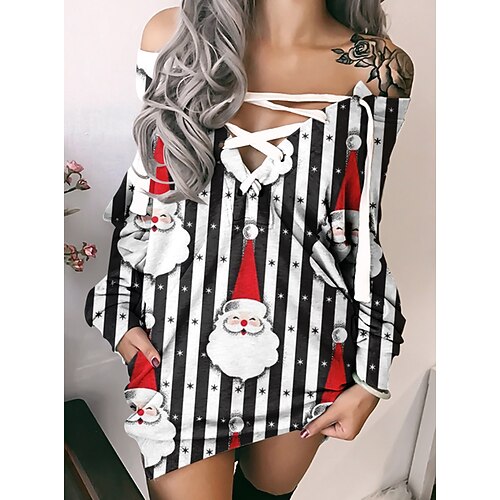 

Santa Claus Masquerade Women's Christmas Christmas Carnival Masquerade Adults' Christmas Vacation Polyester Top