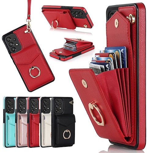 

Handy Hülle Handyhüllen Für Samsung Galaxy Rückseite Brieftasche Kartenetui S23 S22 S21 S20 Plus Ultra A73 A53 A33 Anmerkung 20 10 Inhaber anrufen Anti-Diebstahl mit Handschlaufe Einfarbig TPU