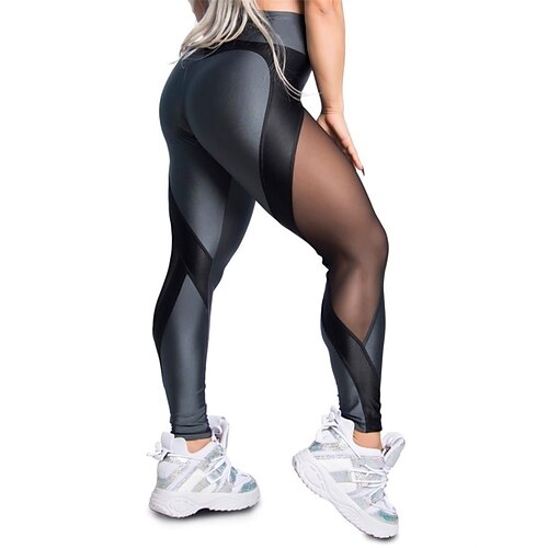 

Women's Leggings Mesh Patchwork Hollow Cut Out Butt Lift Yoga Fitness Gym Workout Cropped Leggings Sports Activewear High Elasticity Skinny